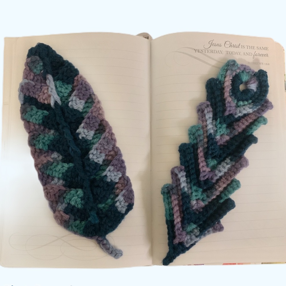 Handmade Feather Knitting for books.